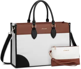 LOVEVOOK Laptop Bag for Women 15.6 inch,Professional Canvas Work Bags Laptop Tote Bag with Cup Holder,Waterproof Laptop Purse Work Tote Computer Briefcase Crossbody Handbag for Teacher Office Travel