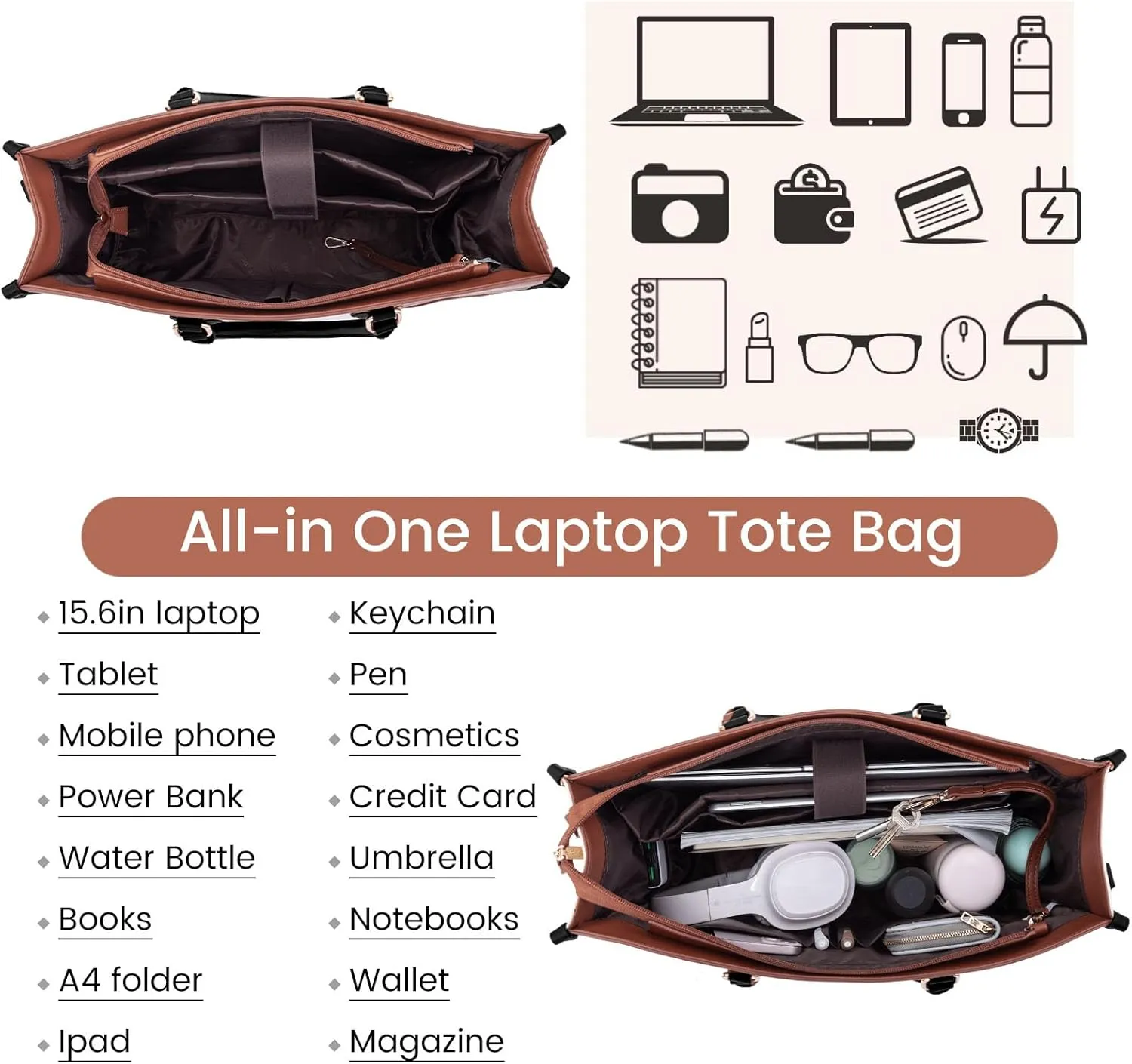LOVEVOOK Laptop Bag for Women 15.6 inch,Professional Canvas Work Bags Laptop Tote Bag with Cup Holder,Waterproof Laptop Purse Work Tote Computer Briefcase Crossbody Handbag for Teacher Office Travel