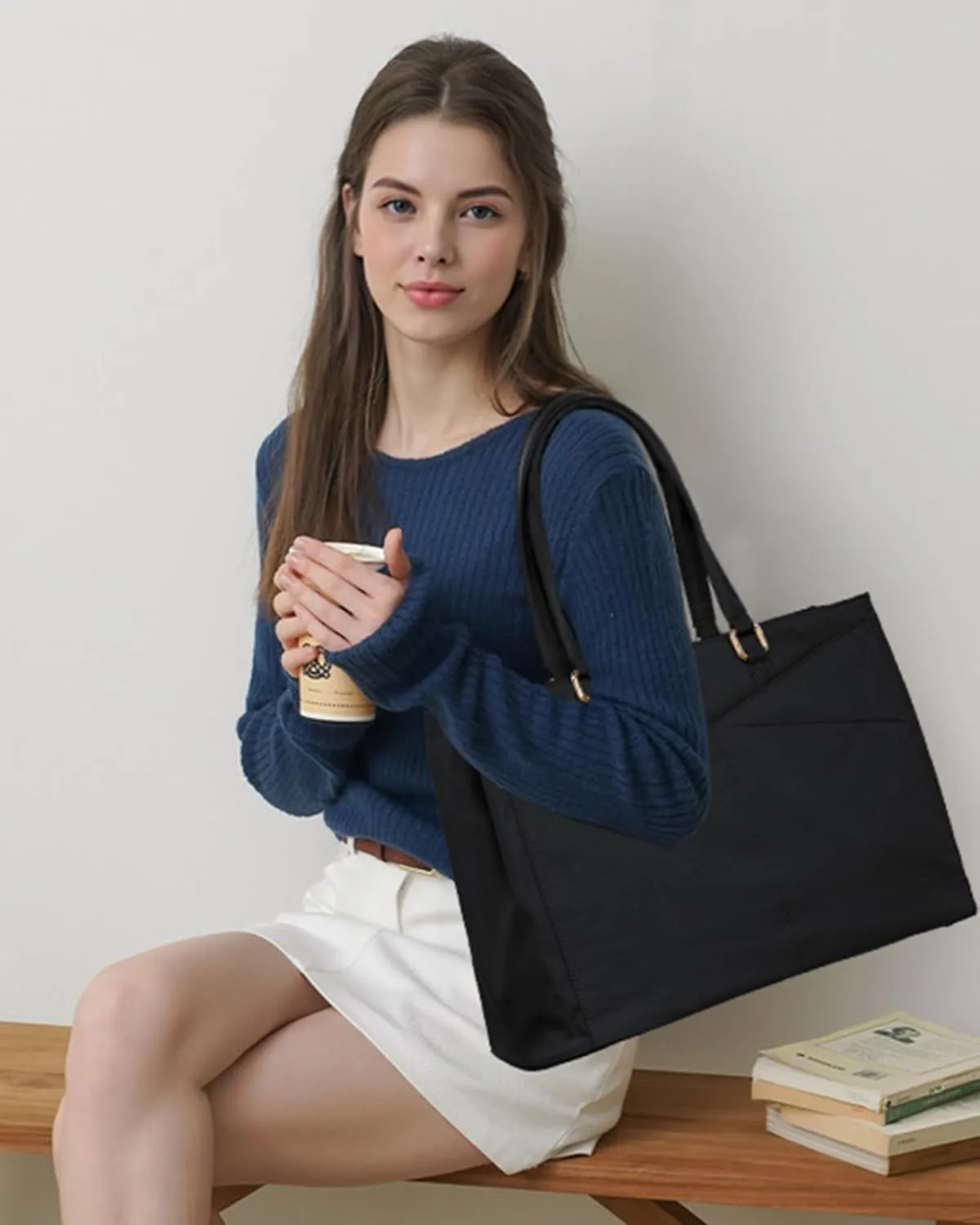 LOVEVOOK Laptop Tote Bag for Women Work, 15.6inch Work Teacher Tote Bag, Large Capacity Computer Briefcase Bags Shoulder Bag for Office Travel