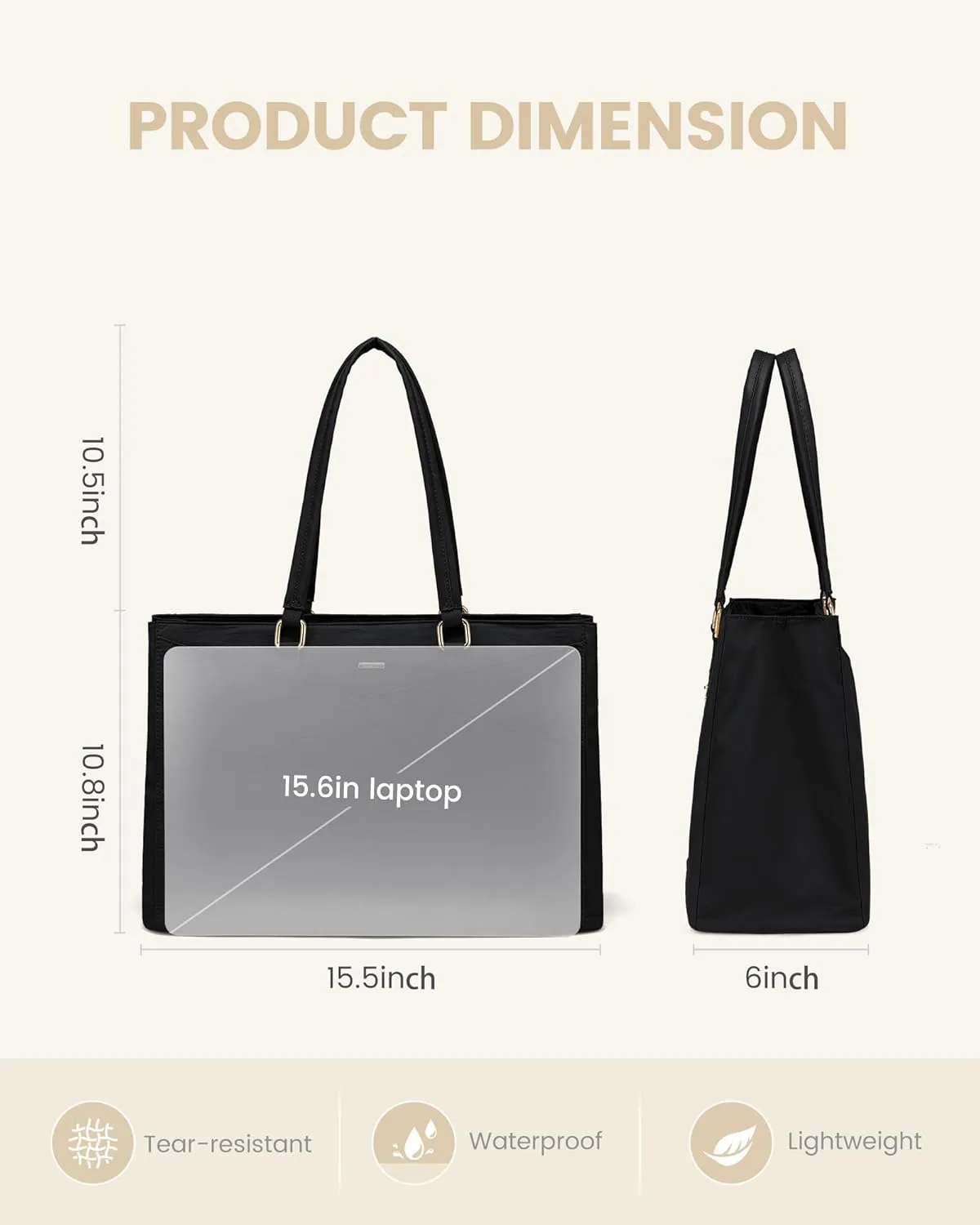 LOVEVOOK Laptop Tote Bag for Women Work, 15.6inch Work Teacher Tote Bag, Large Capacity Computer Briefcase Bags Shoulder Bag for Office Travel