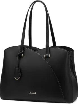 LOVEVOOK Laptop Tote Bag for Women, Work Bags Laptop Bag Teacher Tote Bag, Leather Computer Bag Large Purses Handbag Professional Briefcase, Black, Fits 15.6 Inch Laptop, Black