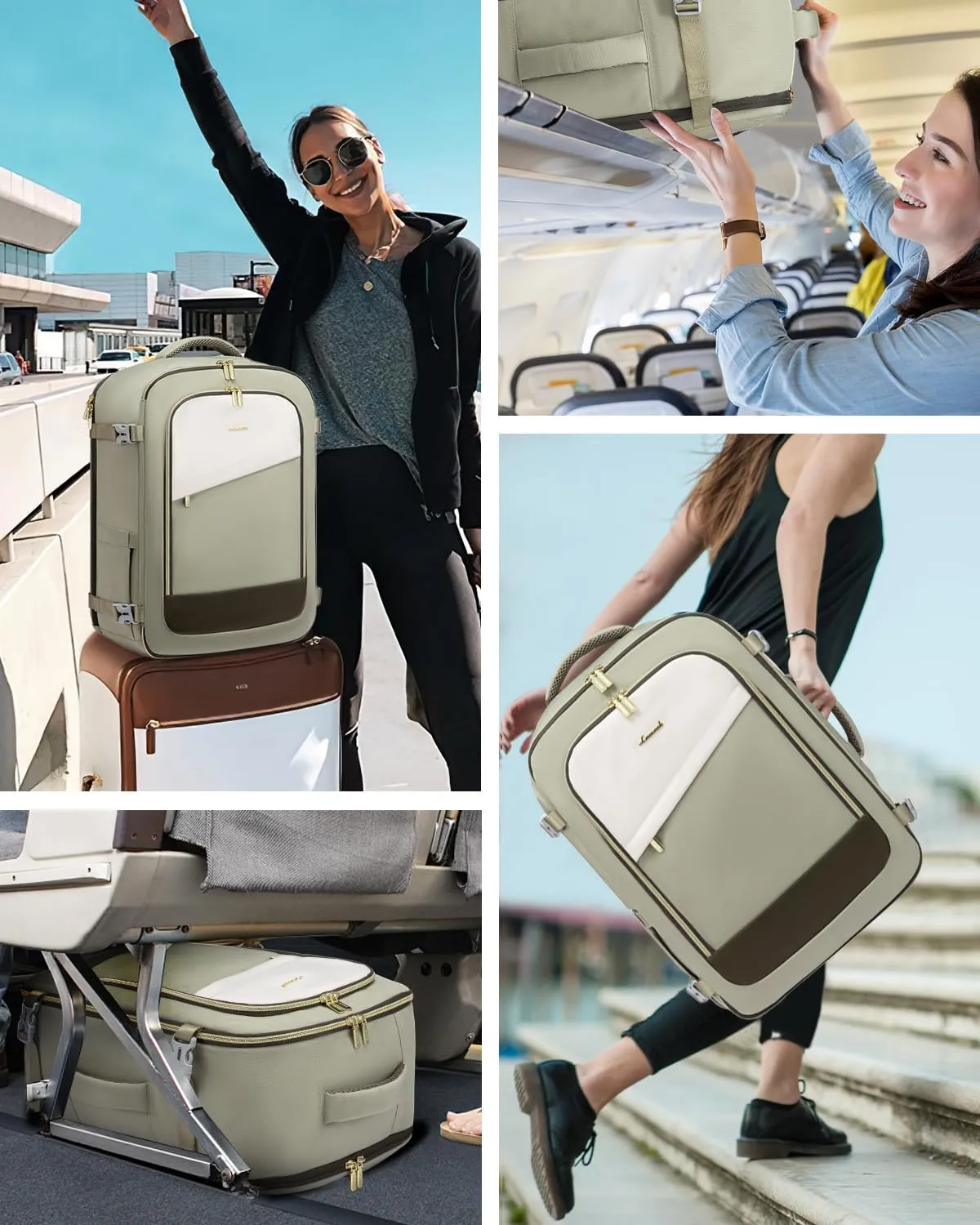 LOVEVOOK Travel Backpack for Women, 40L Carry On Backpack Flight Approved, Large Personal Item Bag Fits 17 inch Laptop, TSA Approved Luggage with 3 Packing Cubes,Waterproof Weekender Gym Bag