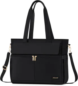 LOVEVOOK Work Bags for Women 15.6 Inch Work Tote Bags with Laptop Compartment Large Capability Laptop Purse Professional Teacher Tote Bag Casual Computer Briefcase for Office Travel Nurse, Black