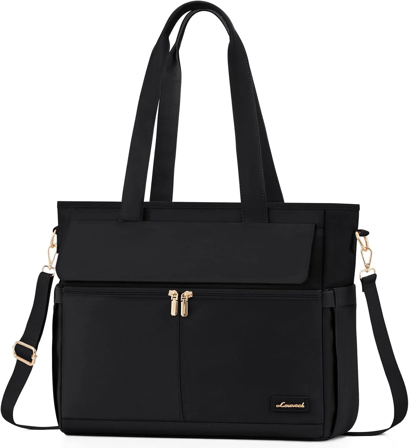 LOVEVOOK Work Bags for Women 15.6 Inch Work Tote Bags with Laptop Compartment Large Capability Laptop Purse Professional Teacher Tote Bag Casual Computer Briefcase for Office Travel Nurse, Black