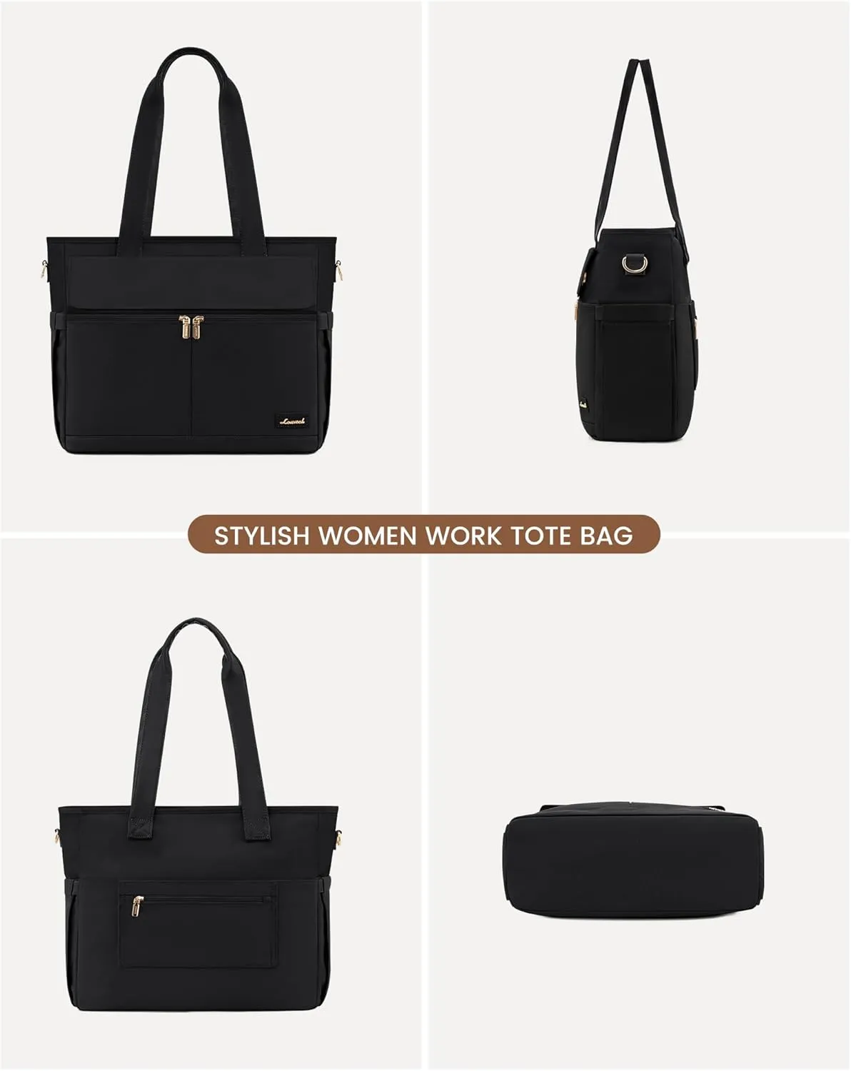 LOVEVOOK Work Bags for Women 15.6 Inch Work Tote Bags with Laptop Compartment Large Capability Laptop Purse Professional Teacher Tote Bag Casual Computer Briefcase for Office Travel Nurse, Black