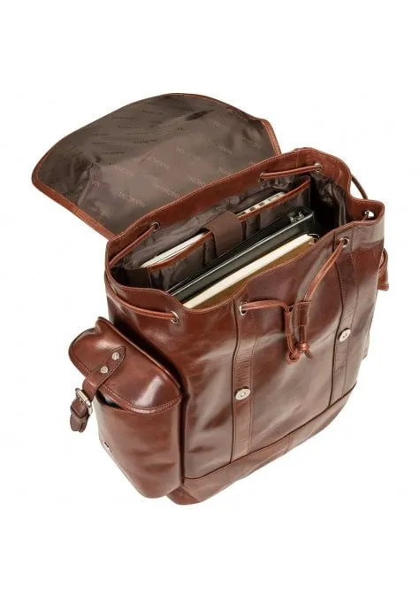 Mancini Buffalo Collection Leather Backpack for 15.6” Laptop and Tablet