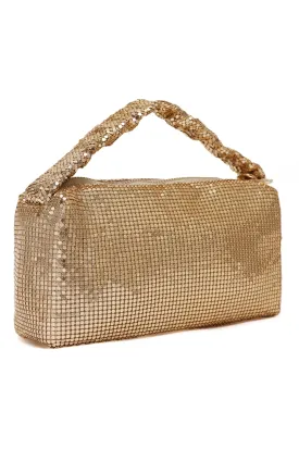 Mesh Evening Clutch-Gold