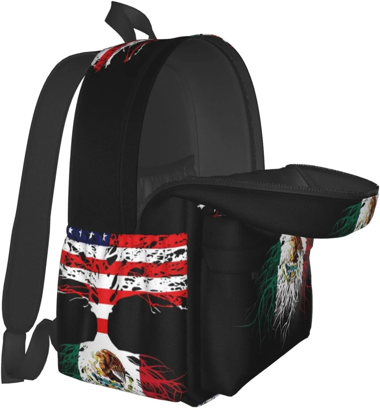 Mexican Mexico American Flag Mexico Grown Mexican Roots Laptop Commuter Backpack Shoulder Bag Casual Back Pack Daypack Bags With Side Pockets For Work Travel Daily Use