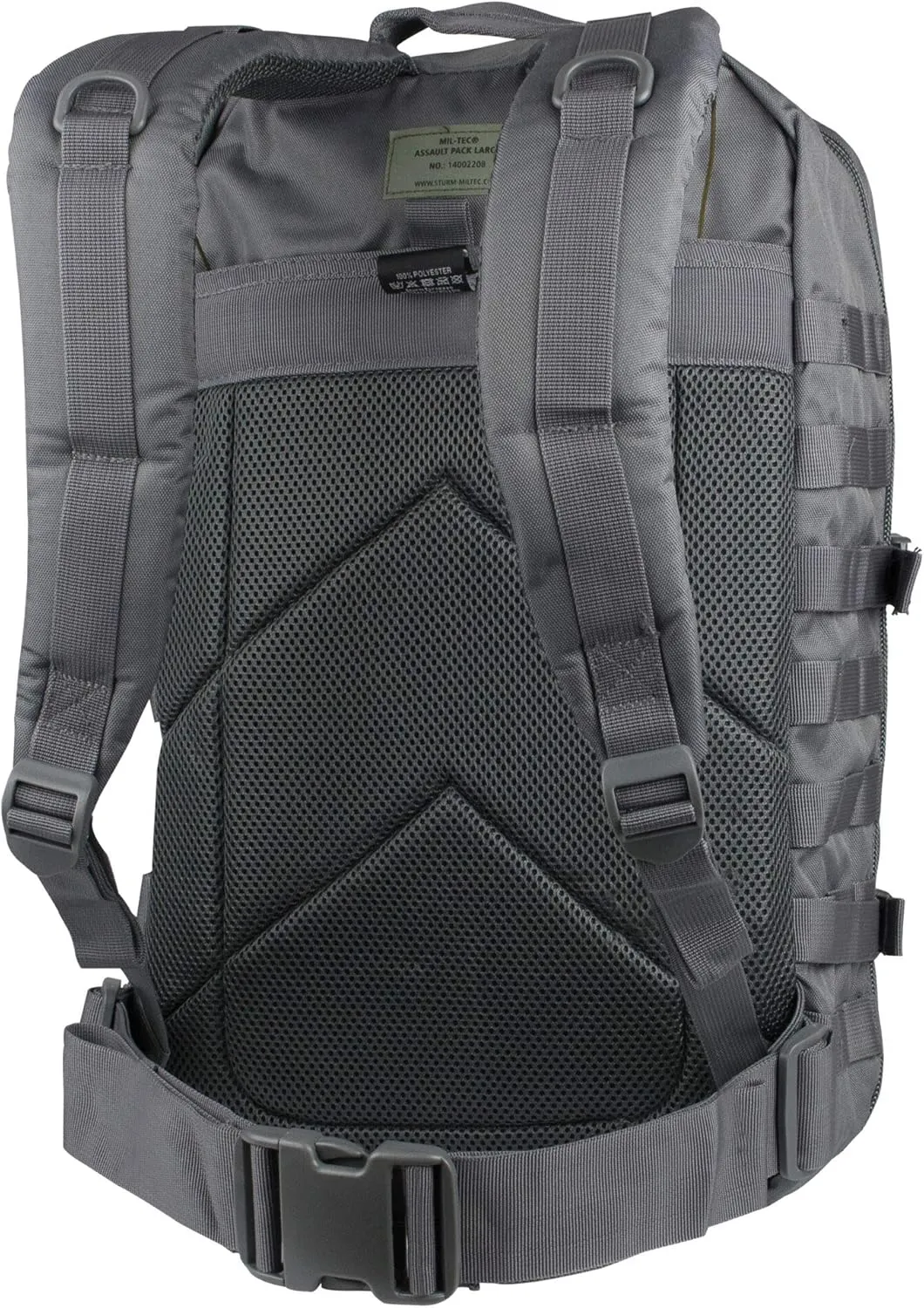 Mil-Tec Unisex Assault Pack - Rugged Durable Lightweight Ergonomic Versatile Tactical Outdoor Camping Hiking Backpack with Adjustable Padded Shoulder Straps & MOLLE Loops, Urban Gray, 36L