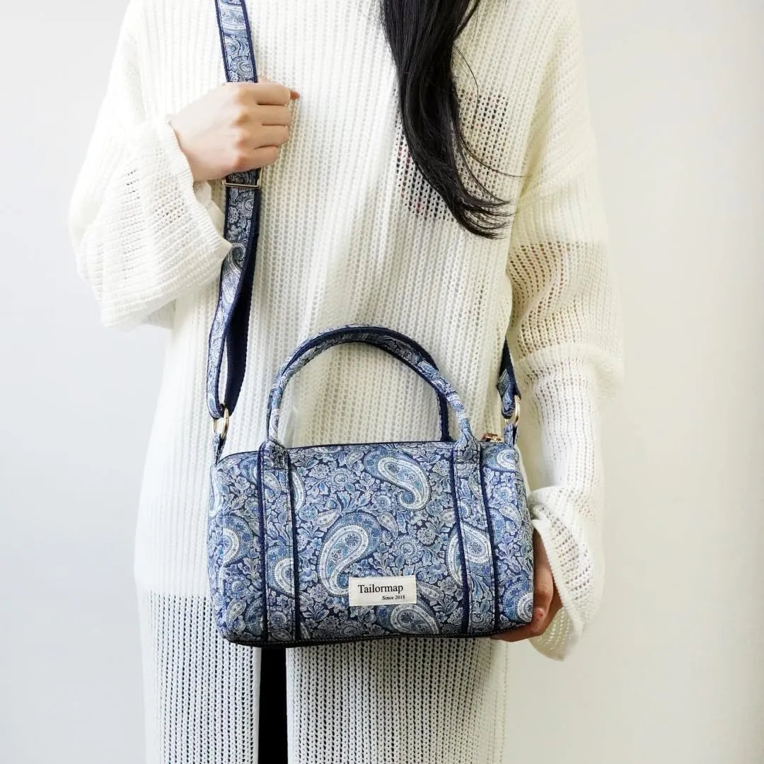 Mini Boston Bag for Women, Handmade Liberty Floral Satchel, Small Lightweight Designer Top Handle Crossbody Purse