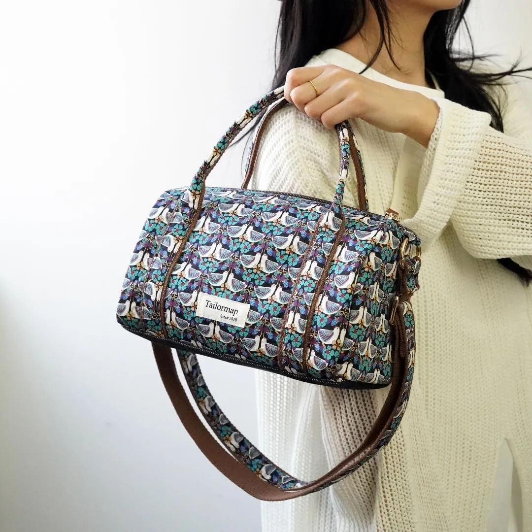 Mini Boston Bag for Women, Handmade Liberty Floral Satchel, Small Lightweight Designer Top Handle Crossbody Purse