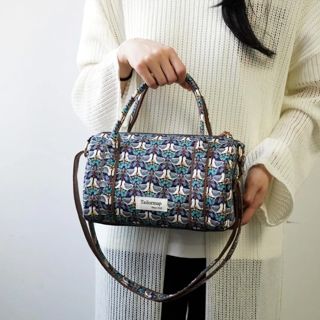 Mini Boston Bag for Women, Handmade Liberty Floral Satchel, Small Lightweight Designer Top Handle Crossbody Purse
