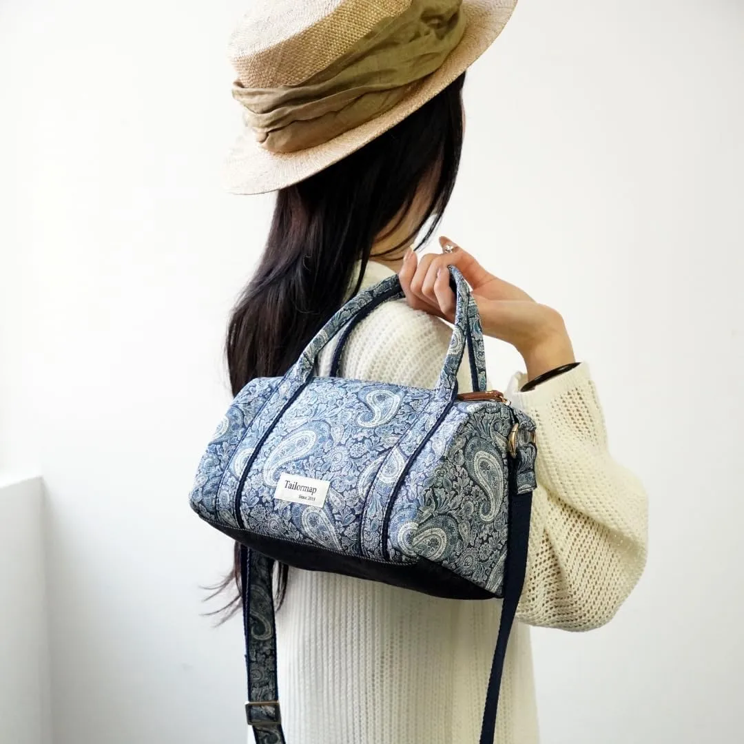 Mini Boston Bag for Women, Handmade Liberty Floral Satchel, Small Lightweight Designer Top Handle Crossbody Purse