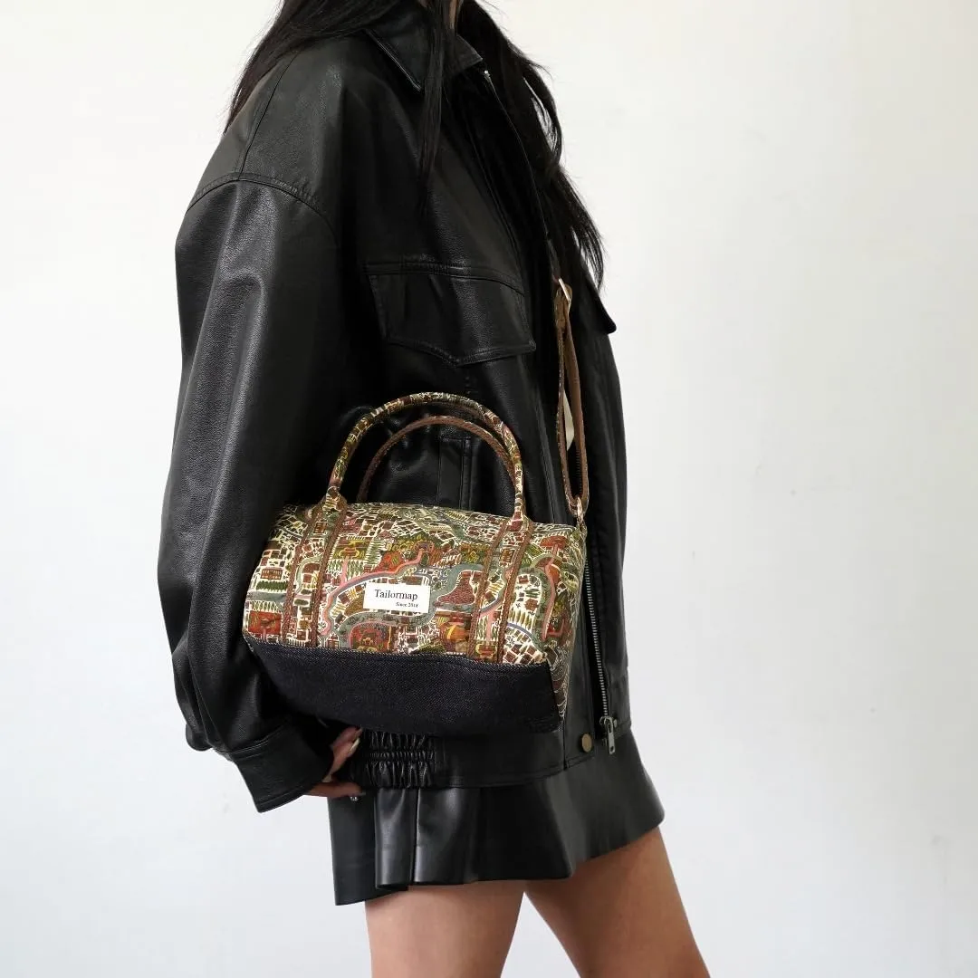 Mini Boston Bag for Women, Handmade Liberty Floral Satchel, Small Lightweight Designer Top Handle Crossbody Purse