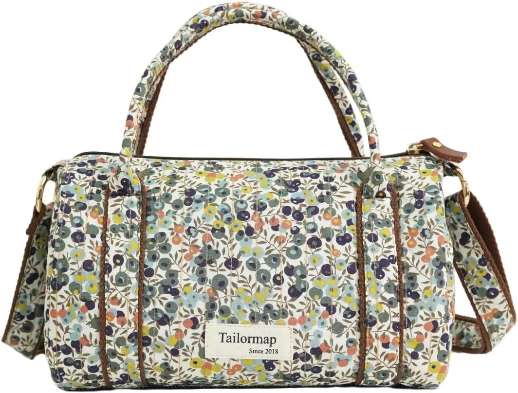 Mini Boston Bag for Women, Handmade Liberty Floral Satchel, Small Lightweight Designer Top Handle Crossbody Purse