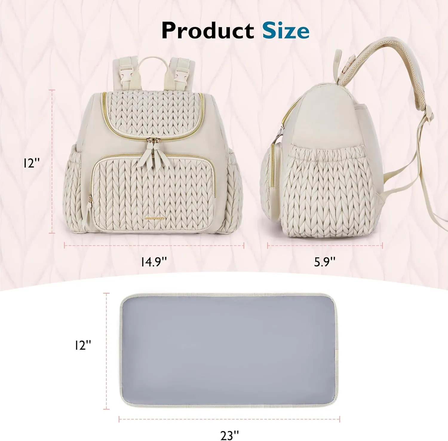 mommore Diaper Bag Small Diaper Backpack Stylish Baby Travel Backpacks with Insulated Pockets, Changing Pad, Stroller Straps