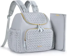 mommore Diaper Bag Small Diaper Backpack Stylish Baby Travel Backpacks with Insulated Pockets, Changing Pad, Stroller Straps