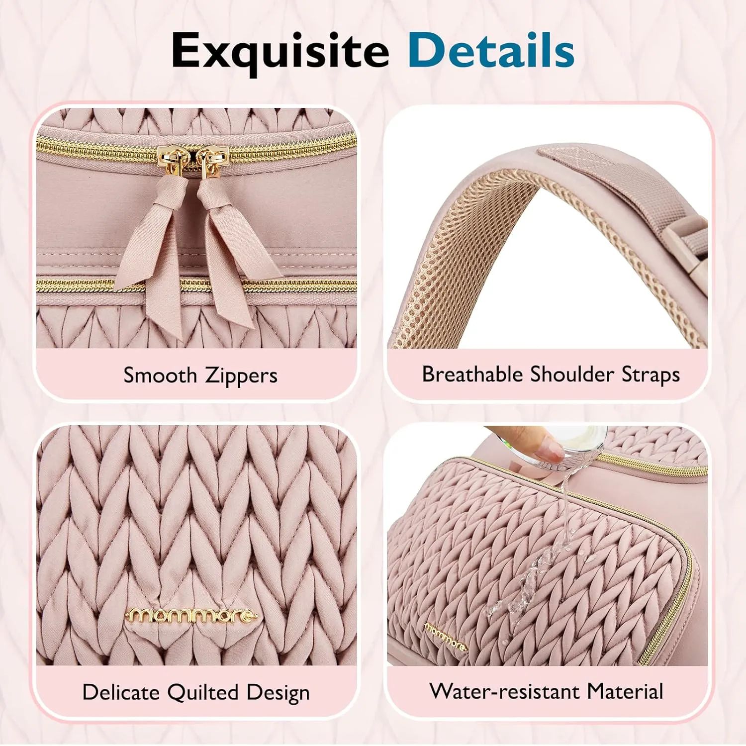mommore Diaper Bag Small Diaper Backpack Stylish Baby Travel Backpacks with Insulated Pockets, Changing Pad, Stroller Straps