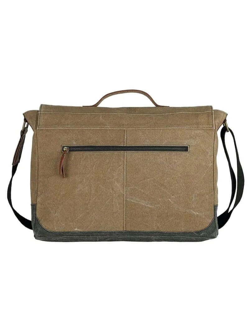 Mona B - Upcycled Canvas Messenger Crossbody Laptop Bag for Upto 14" Laptop/Mac Book/Tablet with Stylish Design for Men and Women: Brad