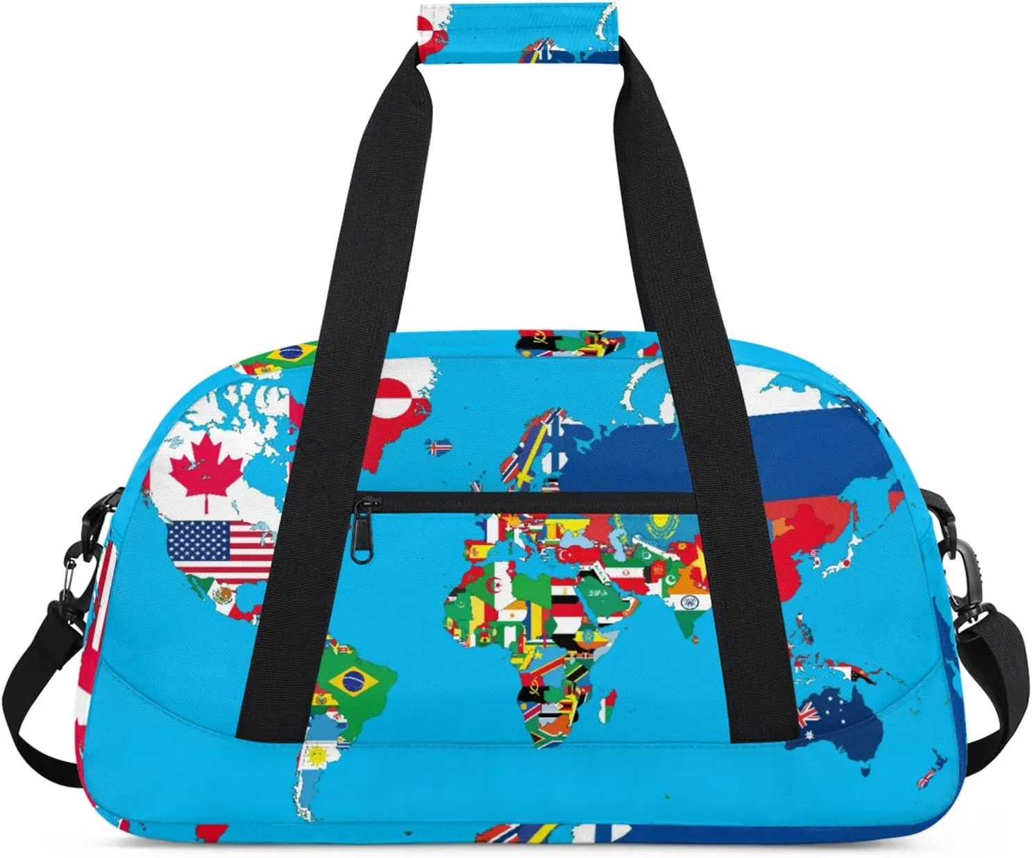 National Flag World Map 18 inch Small Gym Bag for Women and Men, Lightweight Carry On Weekender Bag Mini Duffel Bag for Travel Sports Workout, Art