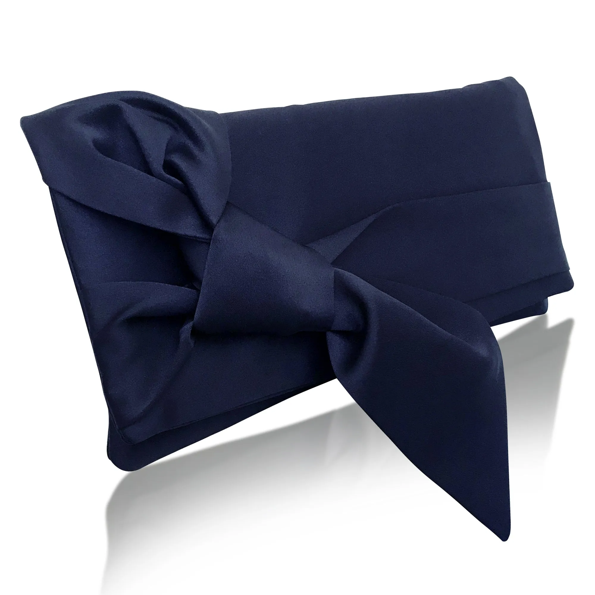 Navy satin clutch handbag PIPER