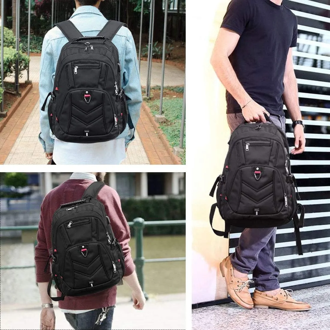 NEWHEY Laptop Backpack 18 Inch Business Travel Backpacks for Men Women Extra Large Waterproof TSA Anti Theft College Bookbags with USB Charging Port 18.4 Gaming Computer Backpack,Black