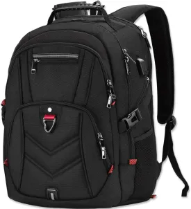NEWHEY Laptop Backpack 18 Inch Business Travel Backpacks for Men Women Extra Large Waterproof TSA Anti Theft College Bookbags with USB Charging Port 18.4 Gaming Computer Backpack,Black