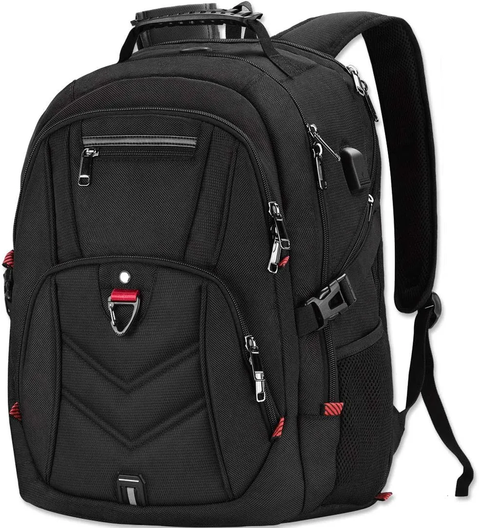 NEWHEY Laptop Backpack 18 Inch Business Travel Backpacks for Men Women Extra Large Waterproof TSA Anti Theft College Bookbags with USB Charging Port 18.4 Gaming Computer Backpack,Black