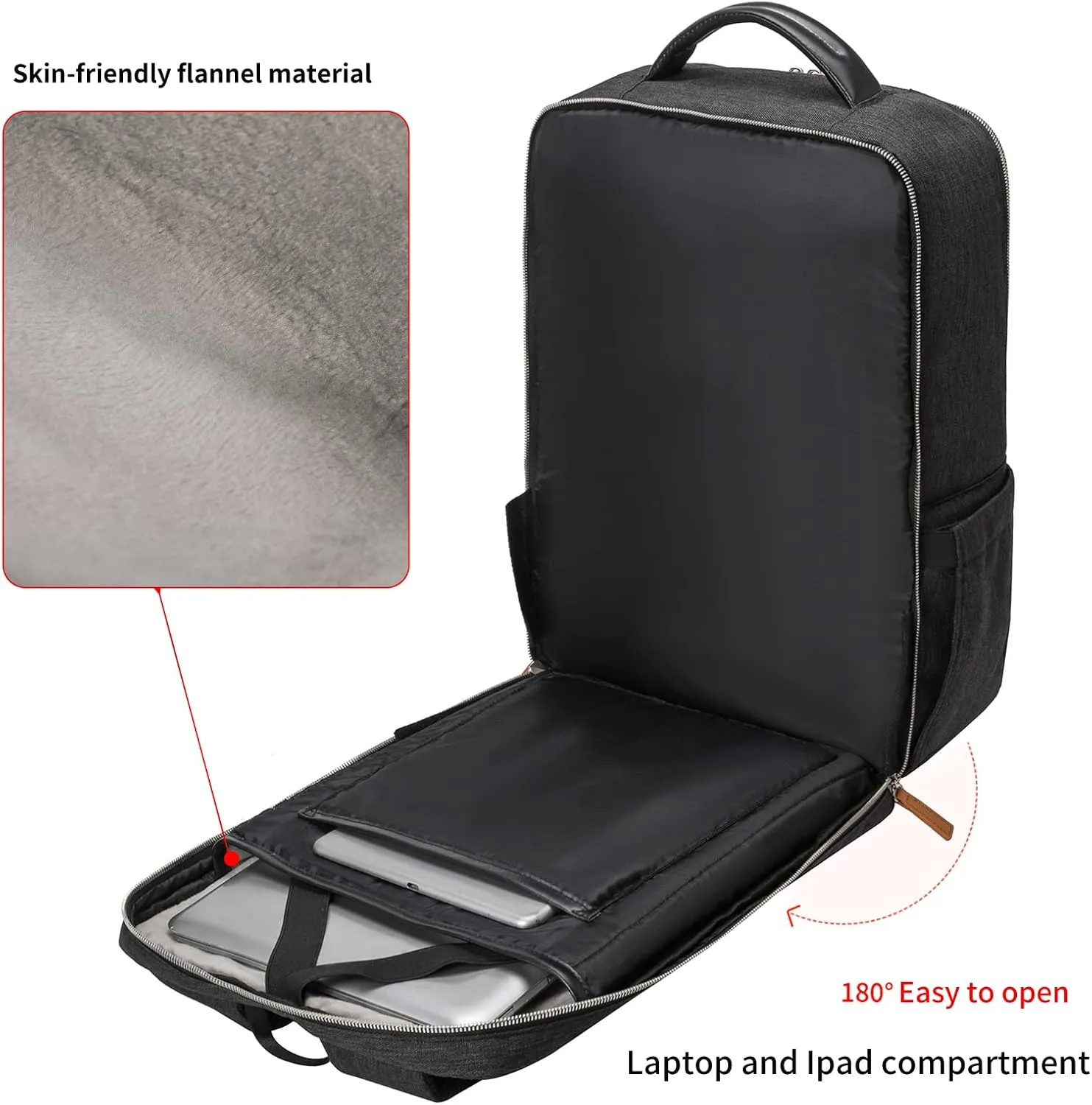 NOBLEMAN Professional Laptop Computer Backpack Men, Luxury Expandable Travel Business Office Backpacks for Executive Men, Nice Leather Waterproof College Bookbag Bag Fits 17 Inch Tech Laptop (Black) 