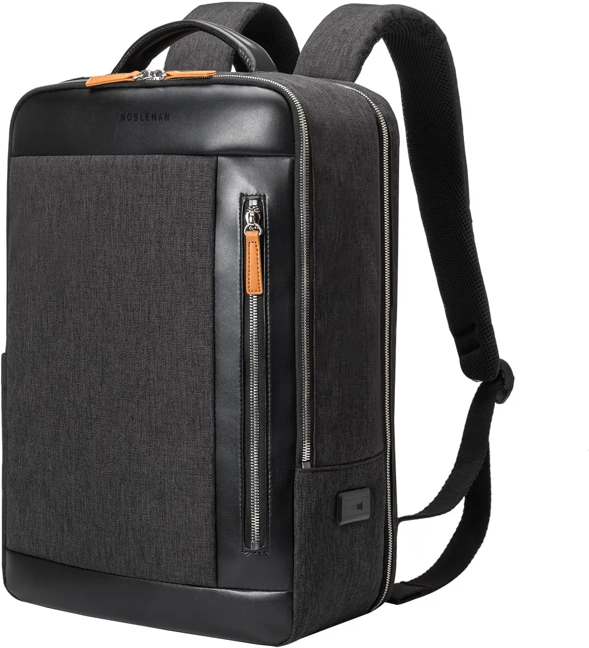 NOBLEMAN Professional Laptop Computer Backpack Men, Luxury Expandable Travel Business Office Backpacks for Executive Men, Nice Leather Waterproof College Bookbag Bag Fits 17 Inch Tech Laptop (Black) 