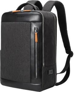 NOBLEMAN Professional Laptop Computer Backpack Men, Luxury Expandable Travel Business Office Backpacks for Executive Men, Nice Leather Waterproof College Bookbag Bag Fits 17 Inch Tech Laptop (Black) 