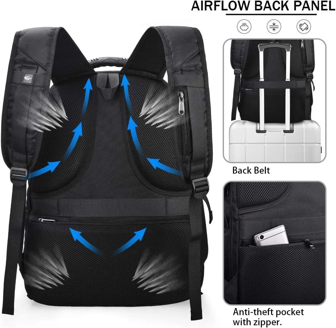 NUBILY Laptop Backpack 17 Inch Waterproof Extra Large TSA Travel Backpack Anti Theft College Business Mens Backpacks with USB Charging Port 17.3 Gaming Computer Backpack for Women Men Black 45L