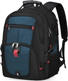 NUBILY Laptop Backpack 17 Inch Waterproof Extra Large TSA Travel Backpack Anti Theft College Business Mens Backpacks with USB Charging Port 17.3 Gaming Computer Backpack for Women Men Blue 45 L