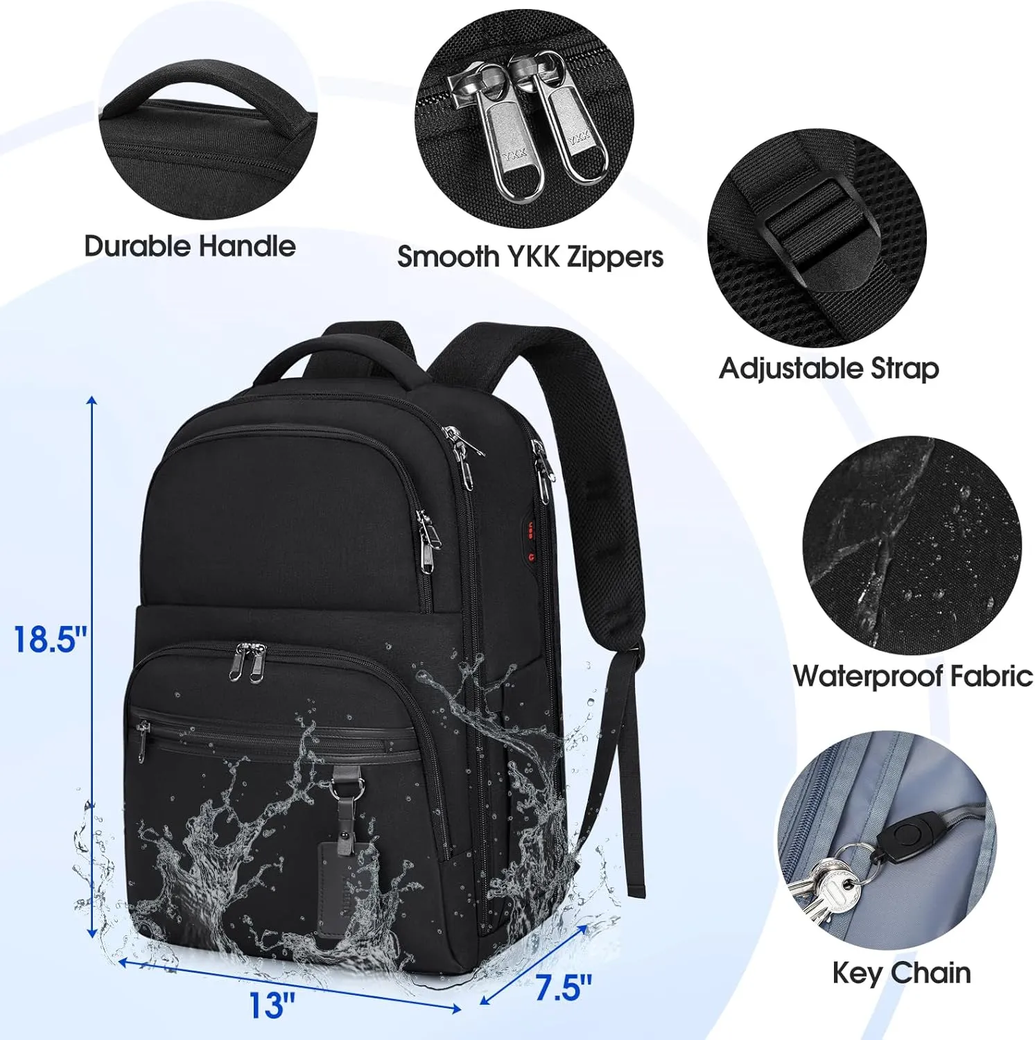 NUBILY Travel Laptop Backpack, 17 Inch Large Laptop Backpack for Men Women Flight Approved Luggage Carry On Backpack Water Resistant College Business Computer Bag with USB Port, Black