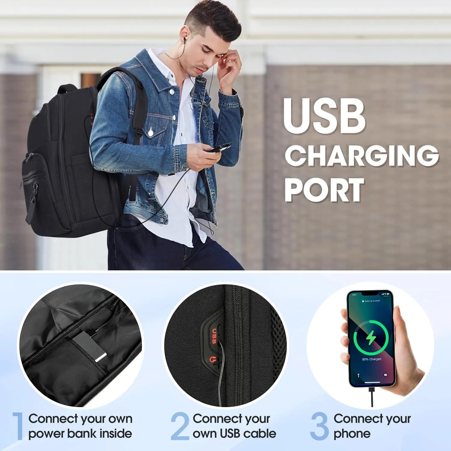 NUBILY Travel Laptop Backpack, 17 Inch Large Laptop Backpack for Men Women Flight Approved Luggage Carry On Backpack Water Resistant College Business Computer Bag with USB Port, Black