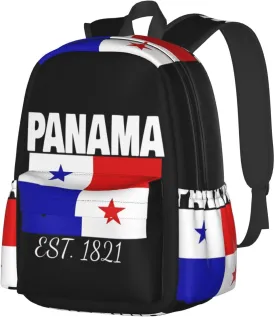 Panama Est. 1821 Pride Panamanian Flag Laptop Commuter Backpack Shoulder Bag Casual Back Pack Daypack Bags With Side Pockets For Work Travel Daily Use