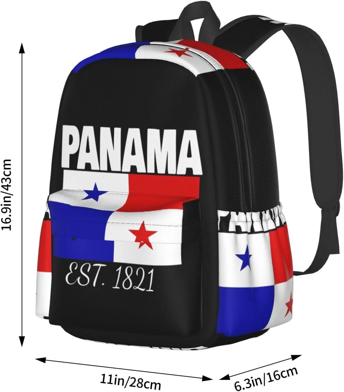 Panama Est. 1821 Pride Panamanian Flag Laptop Commuter Backpack Shoulder Bag Casual Back Pack Daypack Bags With Side Pockets For Work Travel Daily Use