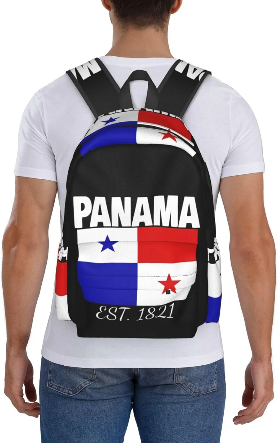 Panama Est. 1821 Pride Panamanian Flag Laptop Commuter Backpack Shoulder Bag Casual Back Pack Daypack Bags With Side Pockets For Work Travel Daily Use