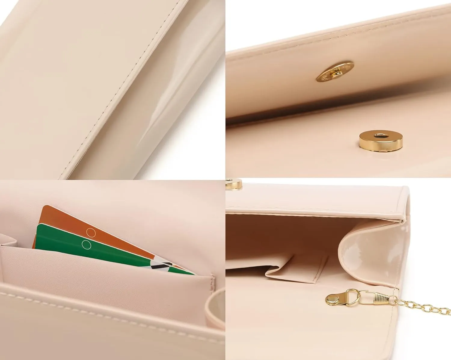 Patent Leather Envelope Clutch Purse Shiny Candy Foldover Clutch Evening Bag for Women