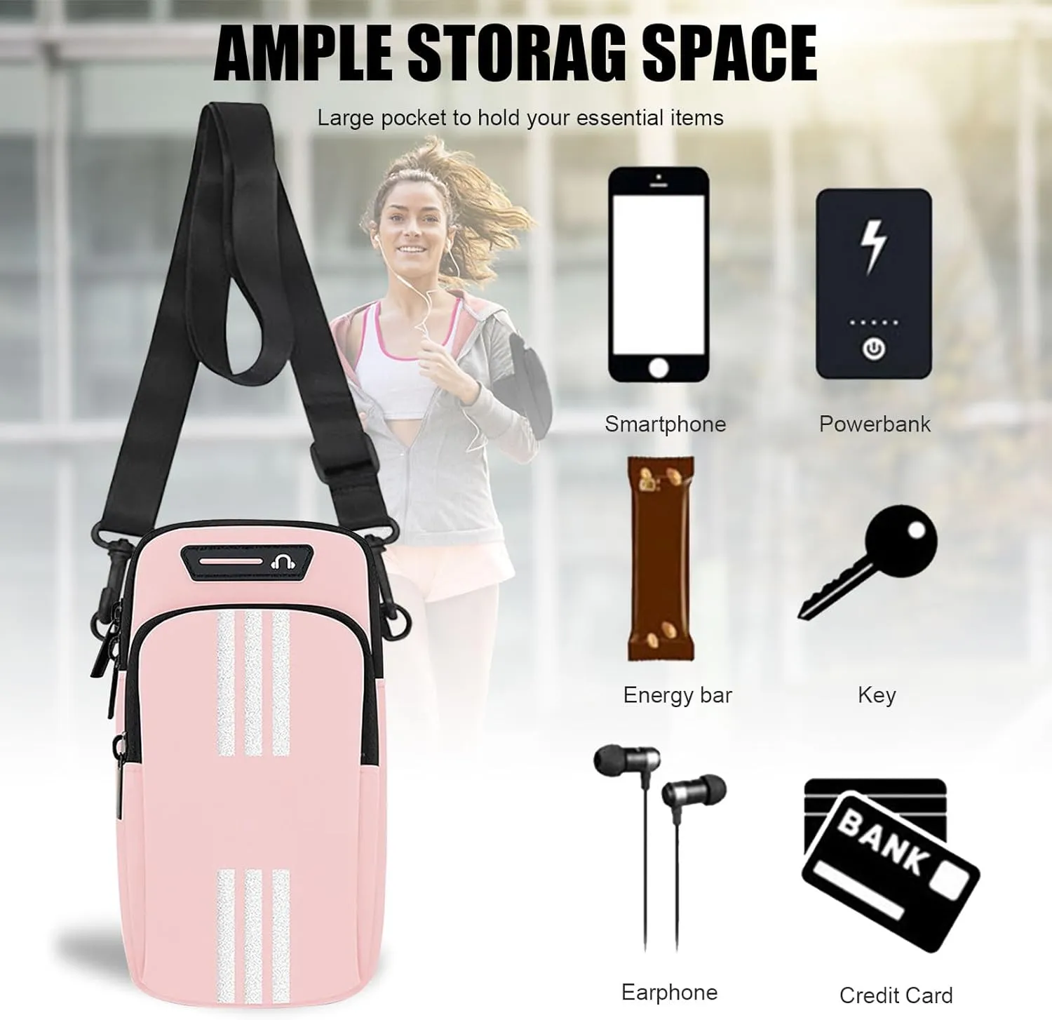 Phone Holder for Running Armband Cell Phone Crossbody Bags for Women Kids,iPhone 16 15 14 13 12 11 Pro Max Xs 16e Xr X 8 Plus SE Mini Pouch,Galaxy S25 S24 Ultra Edge Note 20 Key Arm Bag Bands