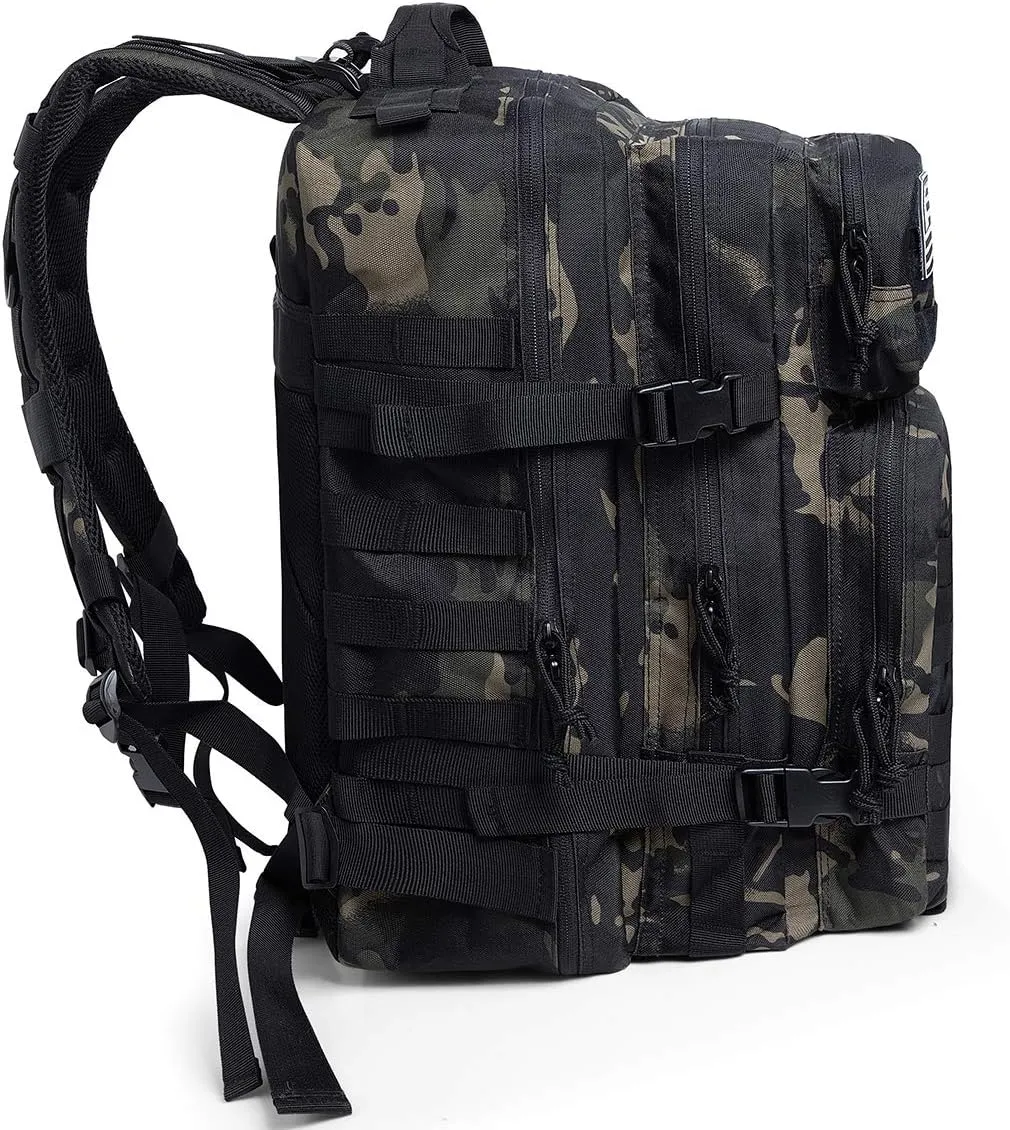 QT&QY 45L Military Tactical Backpacks Molle Army Assault Pack 3 Day Bug Out Bag Hiking Treeking Rucksack