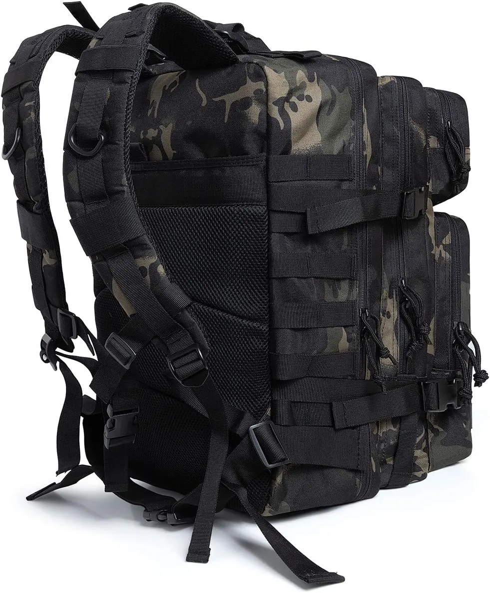QT&QY 45L Military Tactical Backpacks Molle Army Assault Pack 3 Day Bug Out Bag Hiking Treeking Rucksack