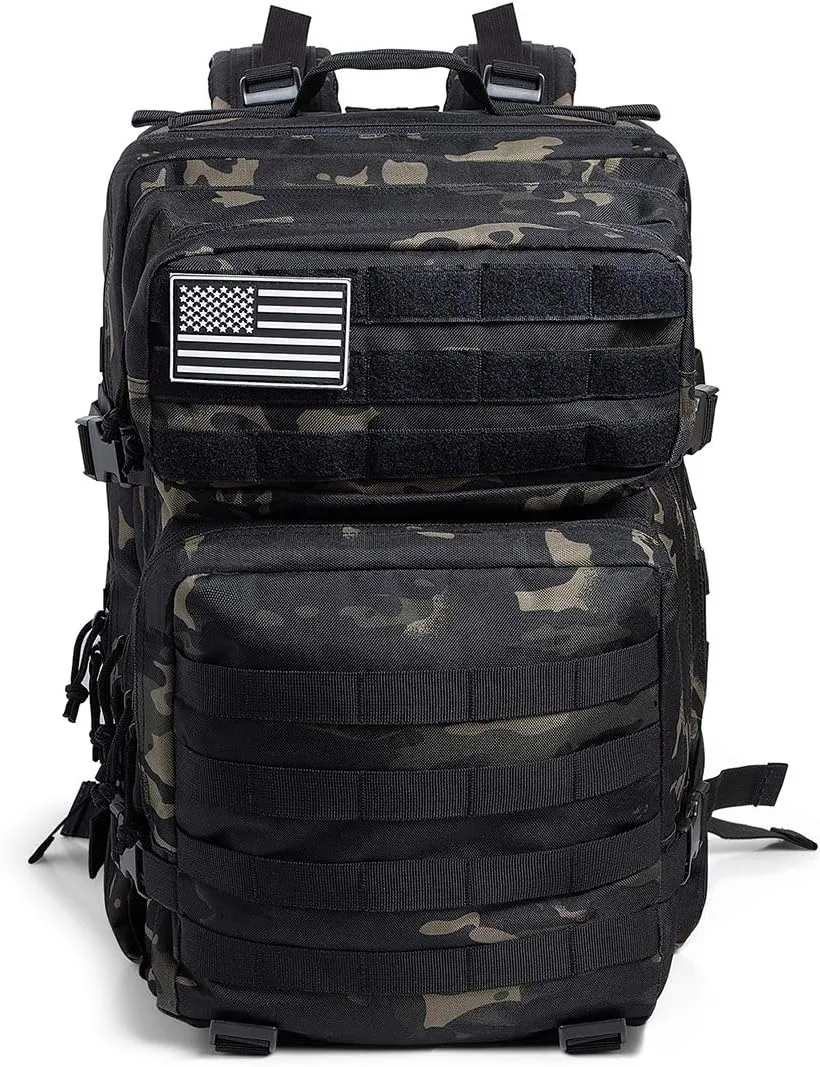 QT&QY 45L Military Tactical Backpacks Molle Army Assault Pack 3 Day Bug Out Bag Hiking Treeking Rucksack
