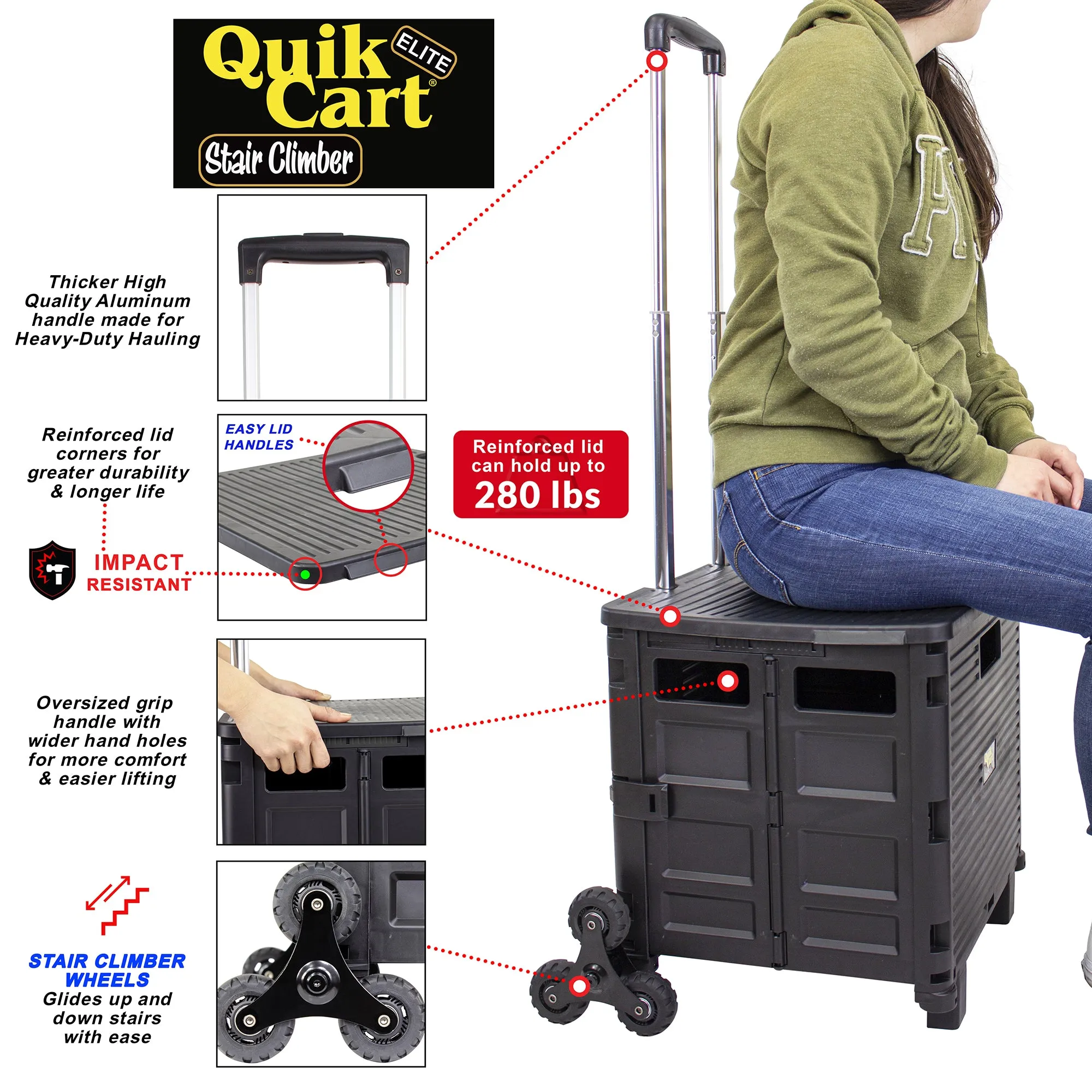Quik Cart Elite Stair Climber, Black