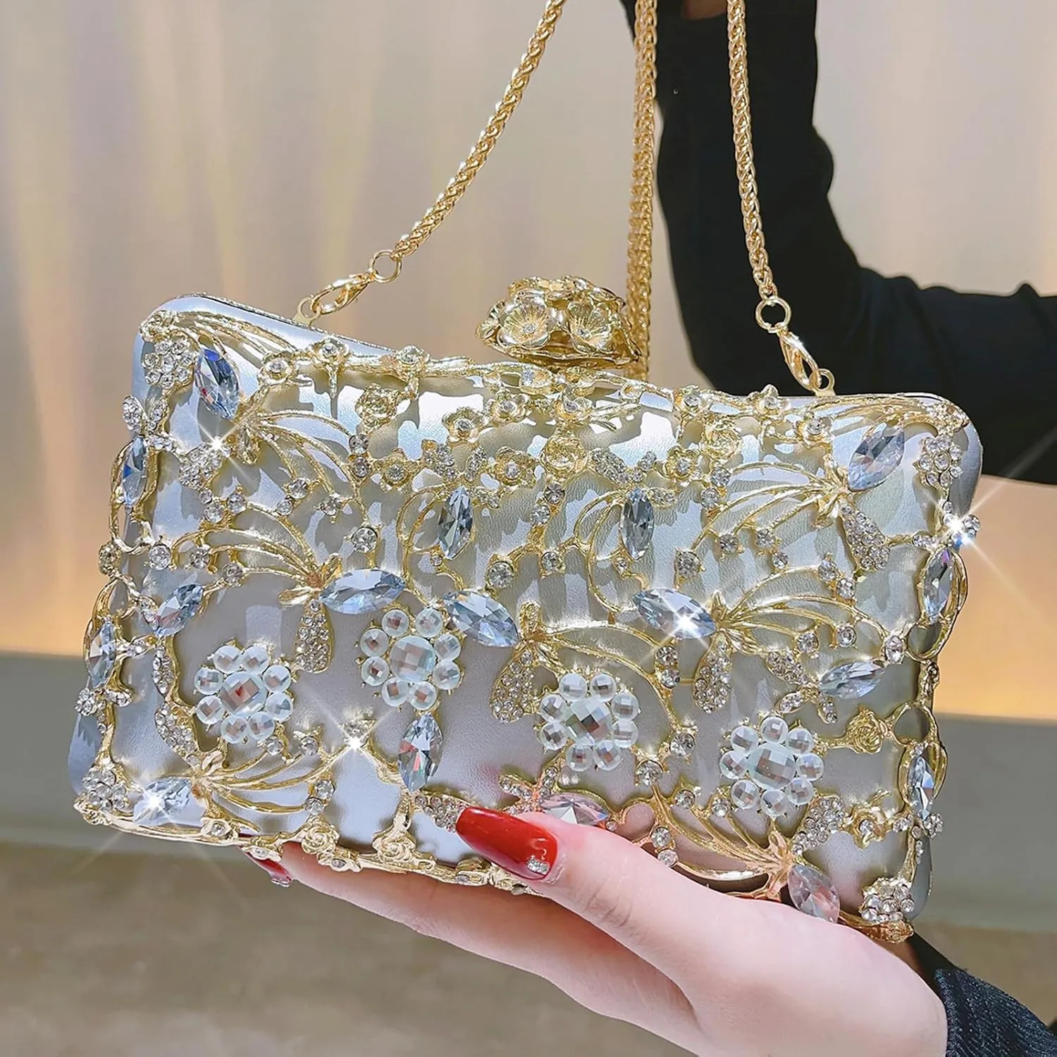 Rhinestone Evening Bag Sparkly Womens Crystal Purse Party Wedding Cocktail Prom Clutches