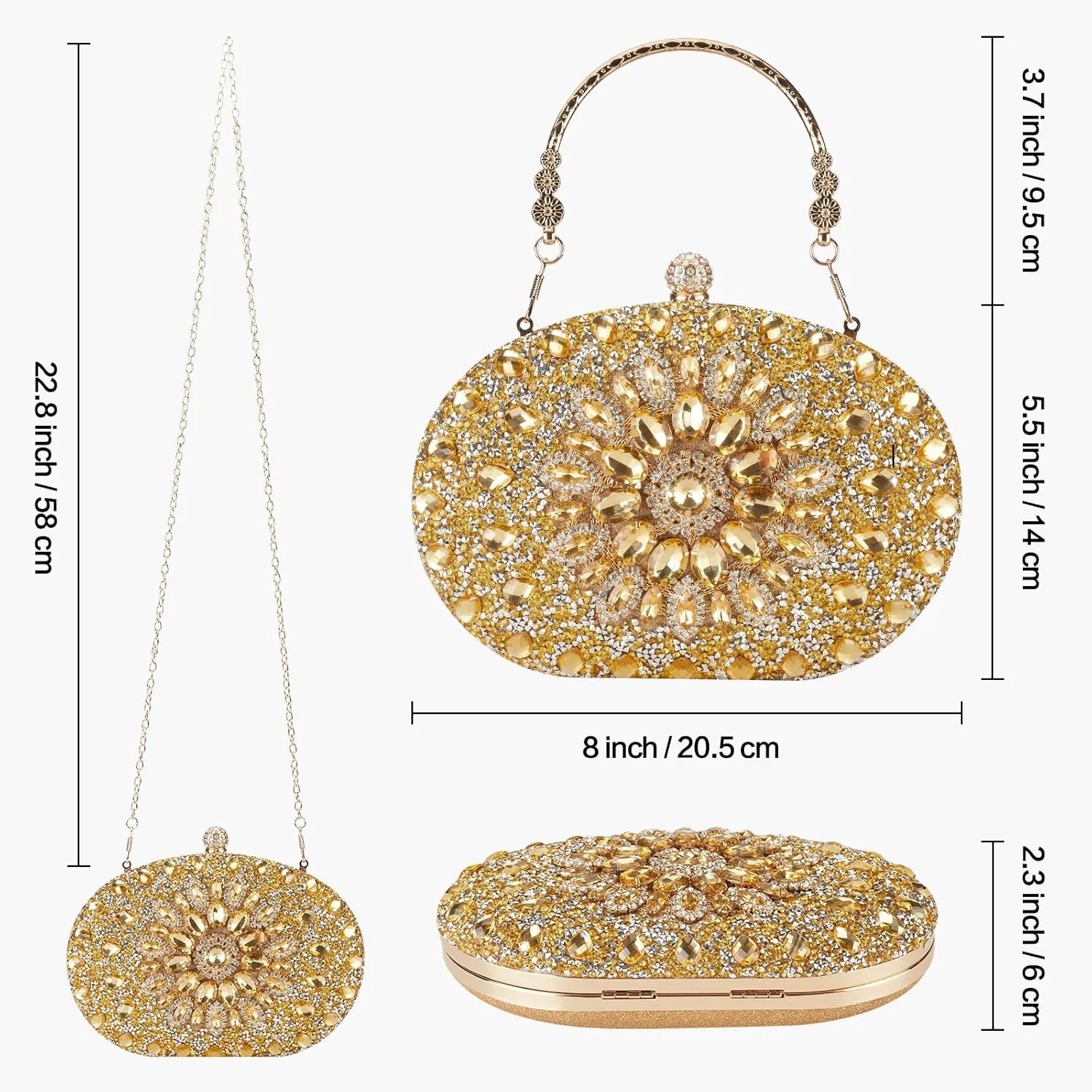 Rhinestone Evening Clutch Purses for Women Evening Weddings,Party Purses Crystal Diamond Glitter Sparkly Handbag