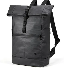 Rolltop Backpack Water Resistant for Adults 15 inch Laptop Backpacks Heavy Duty Commuter Mens Backpack for Work College Travel Black