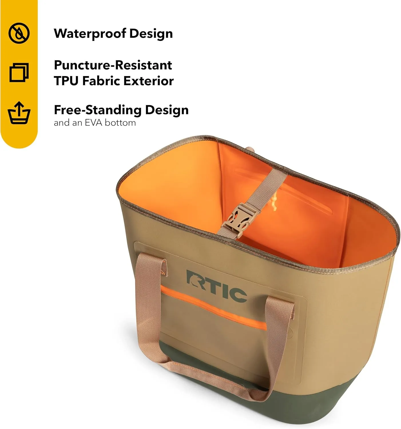 RTIC Ultra-Tough Tote Bag, Waterproof for Beach, Pool, Towel, Grocery, Shopping, Heavy-Duty, Puncture Resistant, Small