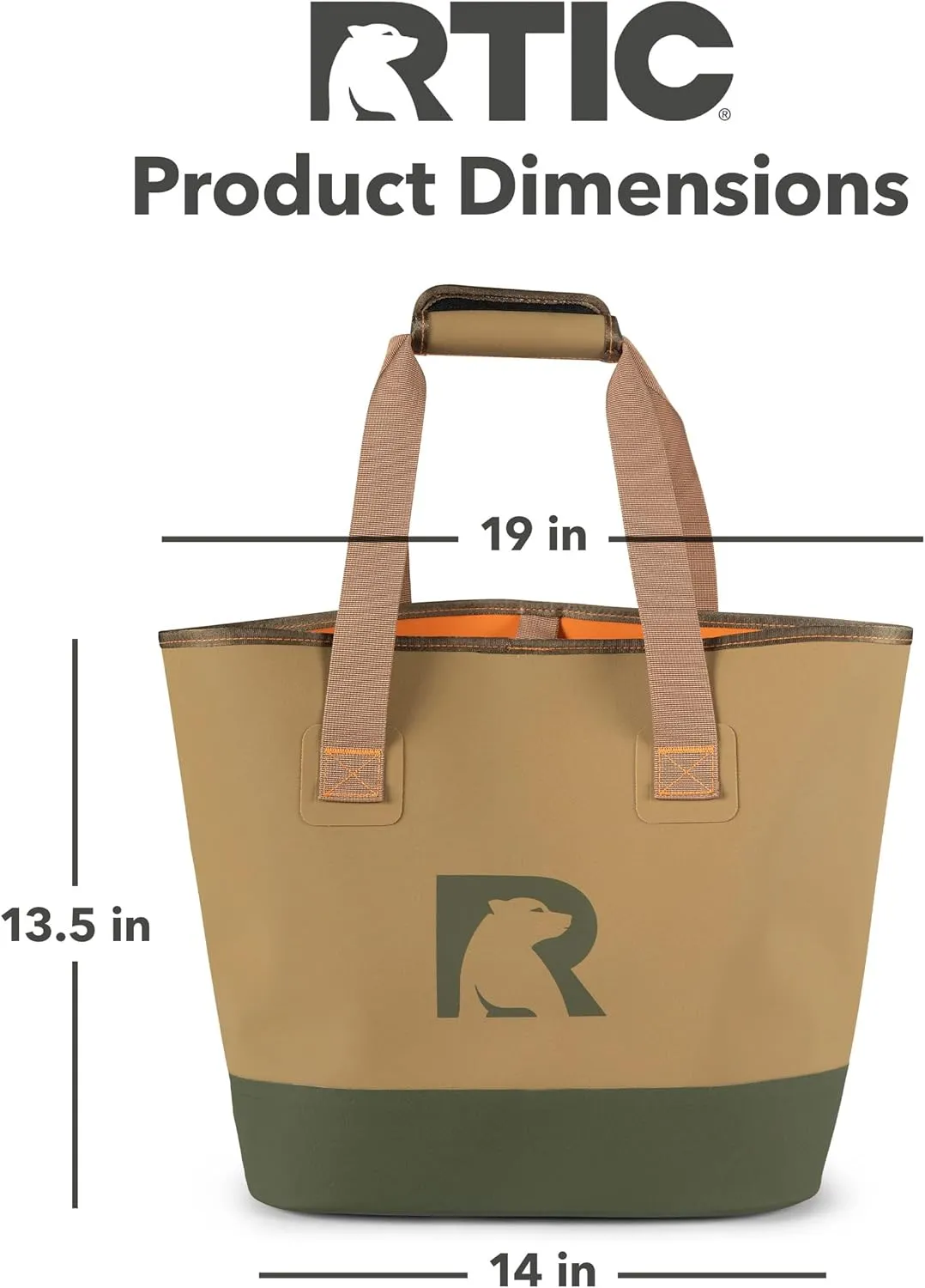 RTIC Ultra-Tough Tote Bag, Waterproof for Beach, Pool, Towel, Grocery, Shopping, Heavy-Duty, Puncture Resistant, Small