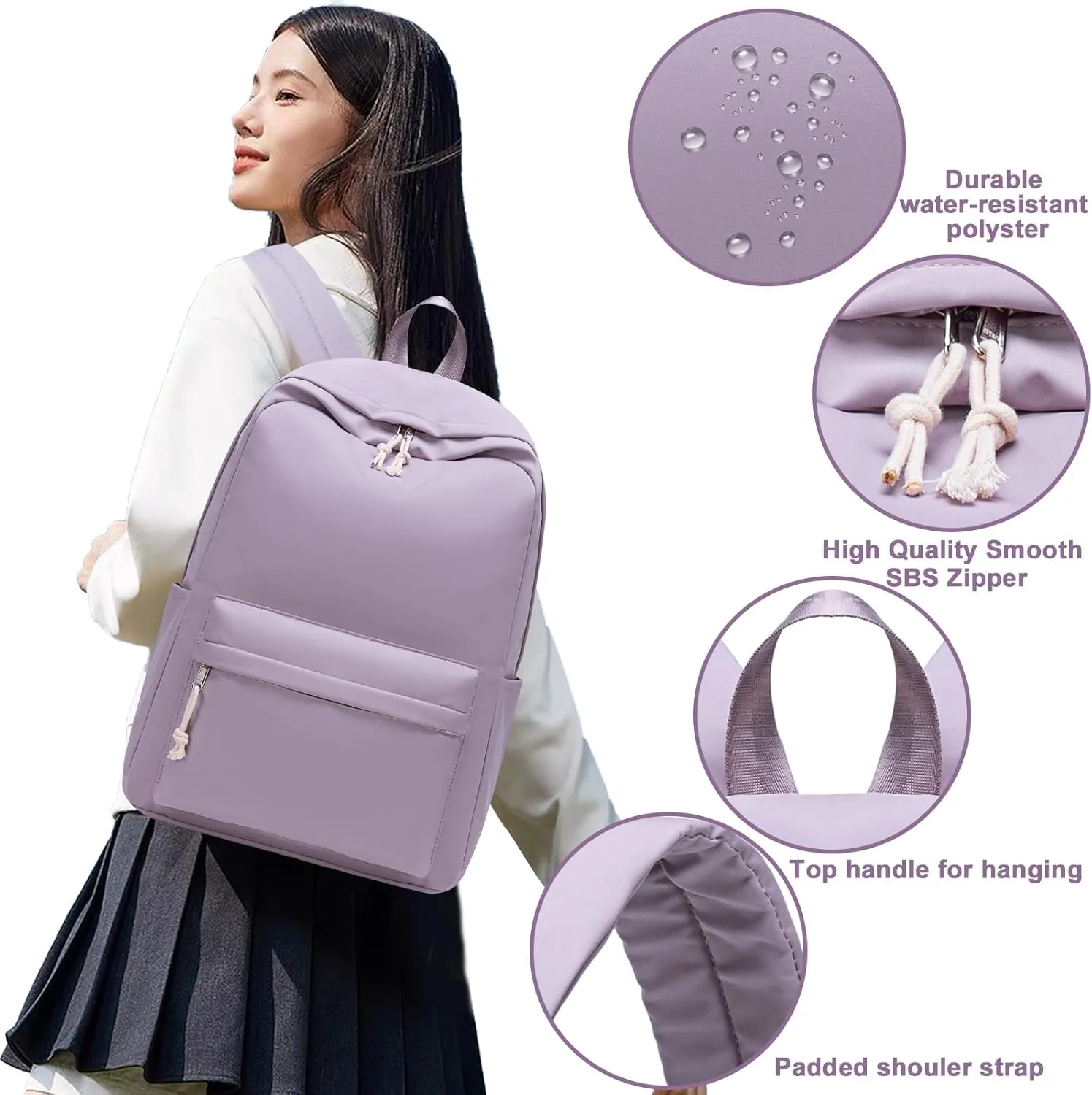 School Backpack for Teen Girls Women Laptop Backpack College Bookbags Middle School Travel Work Commuter Back PackDark purple
